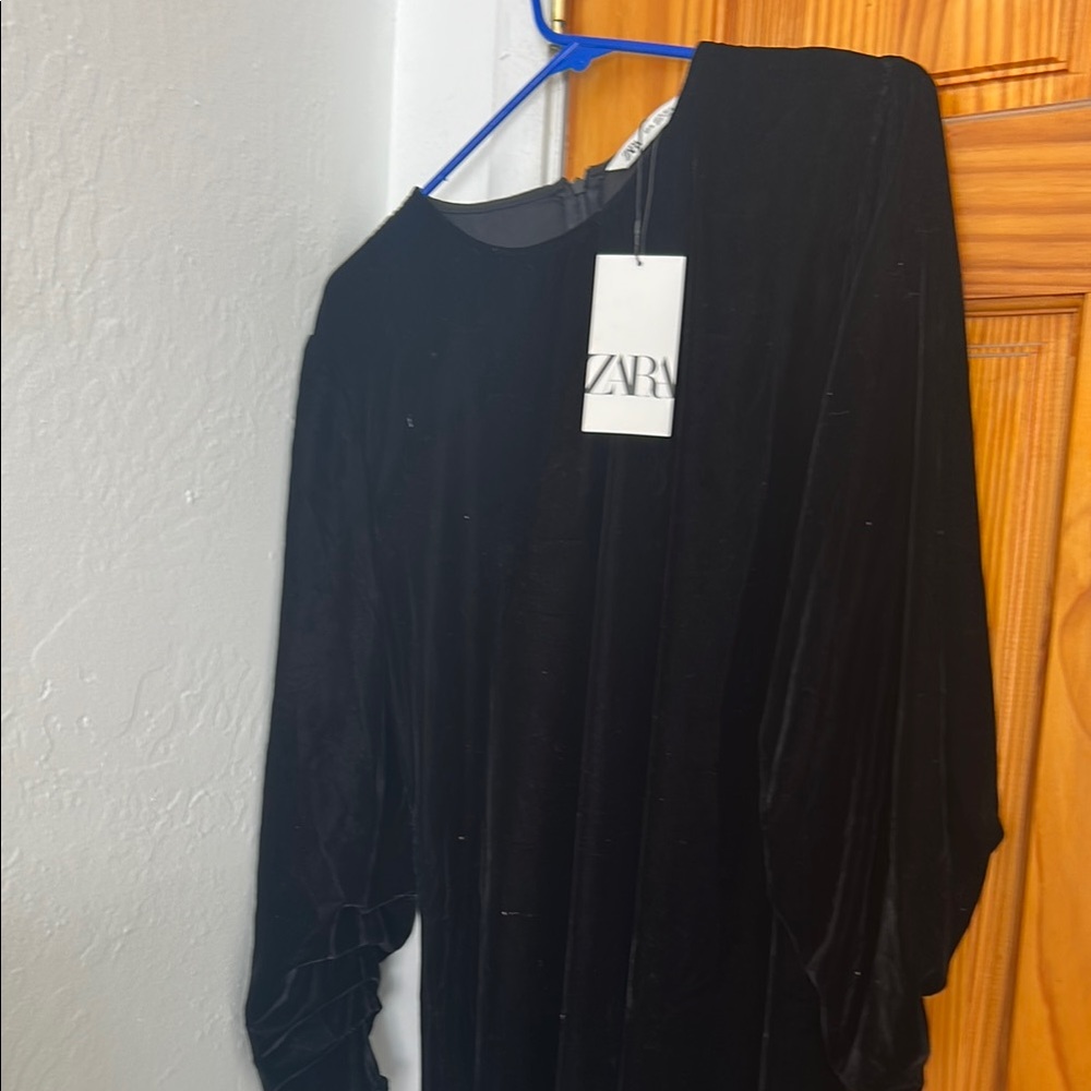 Zara Midnight Black Velvet Gown